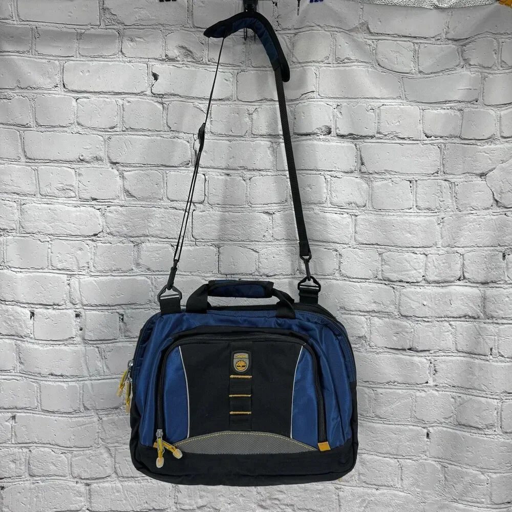 Vintage Timberland Expandable Laptop Bag Blue Shoulder Strap Travel Carryon Work